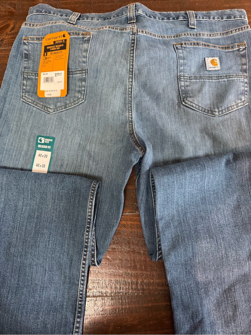 Carhartt Men's Relaxed Fit Light Wash Blue Jeans 40X30